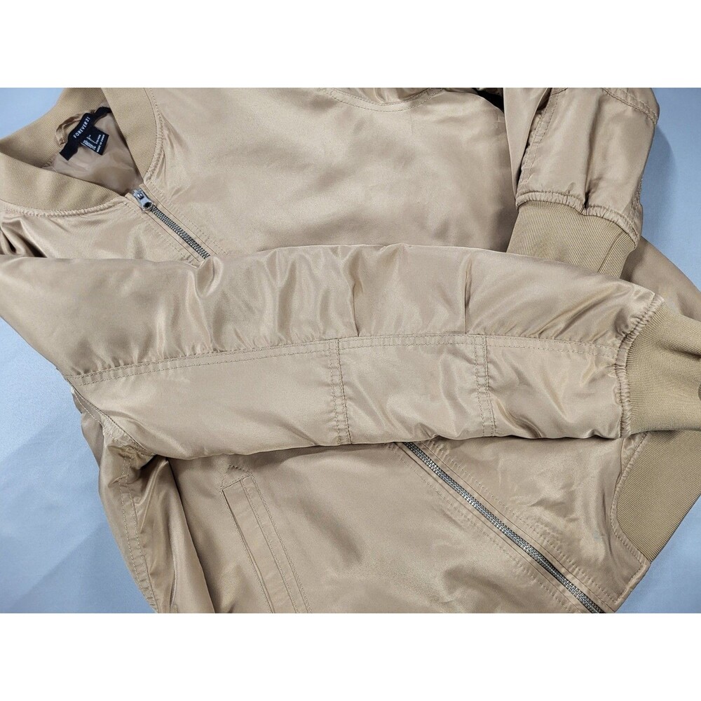 Forever 21 Men's Satin Finish Bomber Jacket - Beige / Tan (Size L - Picture 7 of 14